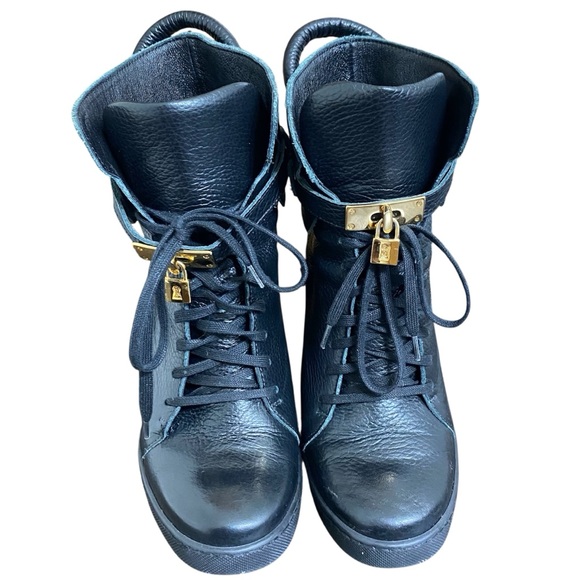 Badura Wedge Black Leather Boots - Picture 4 of 10